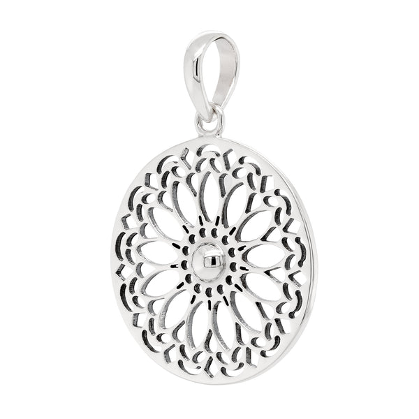 Mandala Flower Circular Sterling Silver 925 Pendant