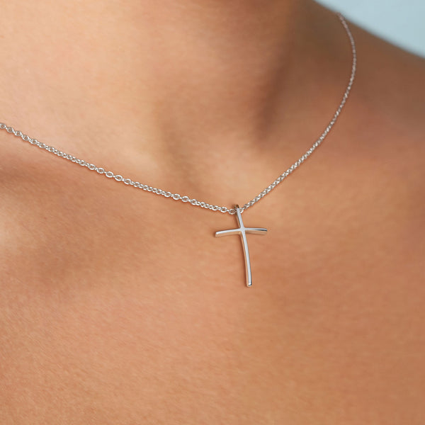 Curved Crucifix Cross Sterling Silver 925 Pendant