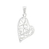 Love Heart Flower Bouquet Cutout Sterling Silver 925 Pendant