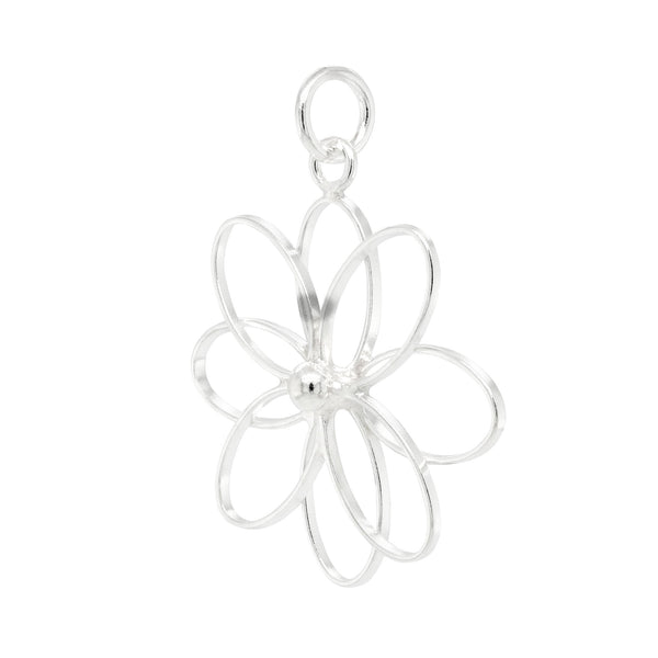 Flower Wirework Sterling Silver 925 Pendant