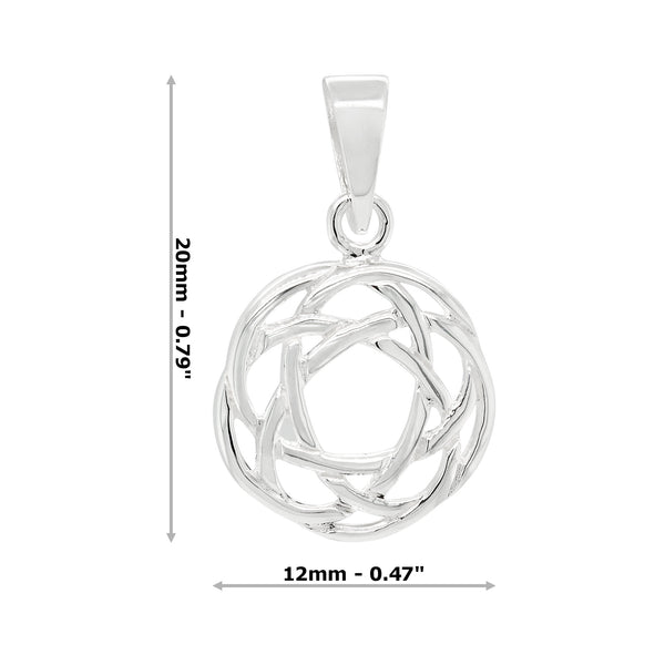 Rose Celtic Knot Sterling Silver 925 Pendant Charm