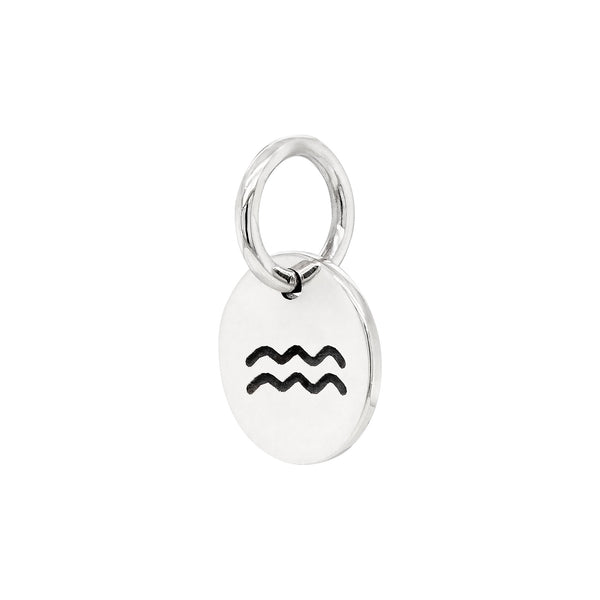 Aquarius Zodiac Symbol Sterling Silver 925 Pendant Charm