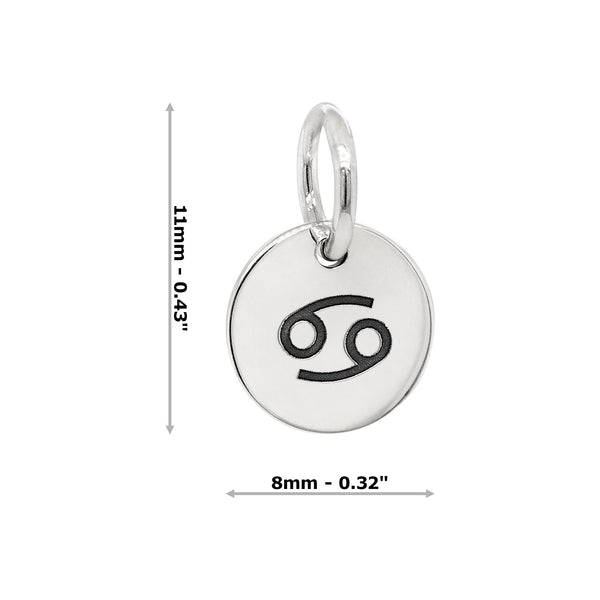 Cancer Zodiac Symbol Sterling Silver 925 Pendant Charm