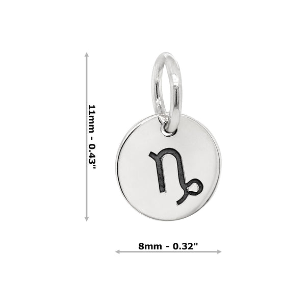 Capricorn Zodiac Symbol Sterling Silver 925 Pendant Charm