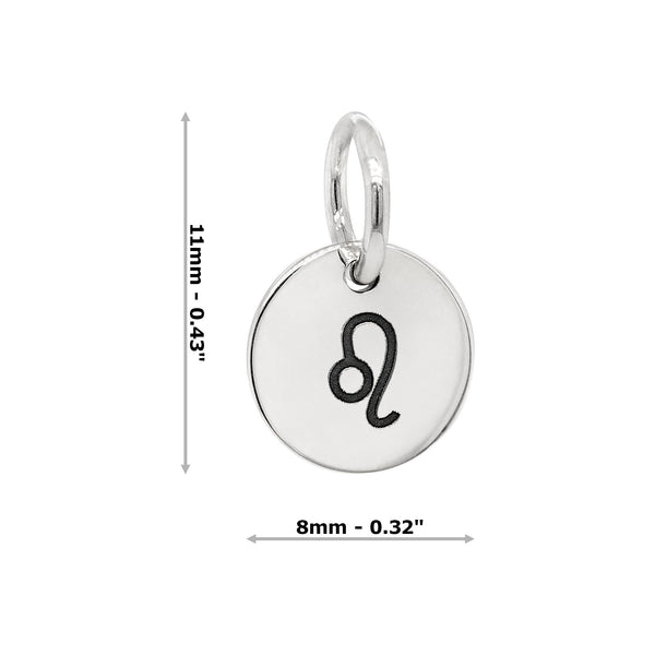 Leo Zodiac Symbol Sterling Silver 925 Pendant Charm