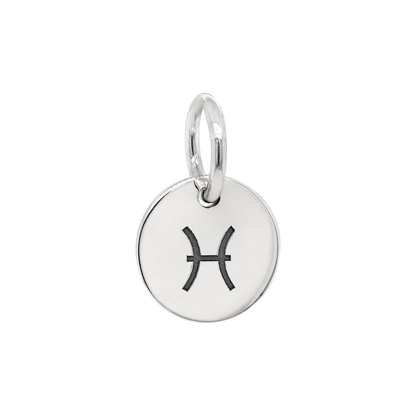 Pisces Zodiac Symbol Sterling Silver 925 Pendant Charm