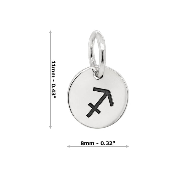 Sagittarius Zodiac Symbol Sterling Silver 925 Pendant Charm