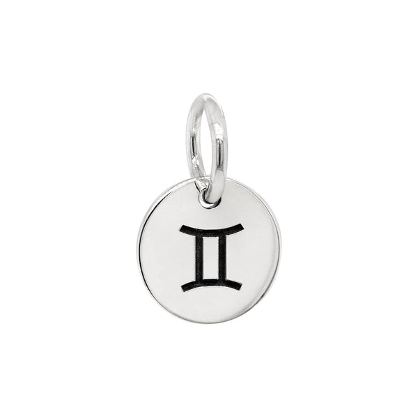 Gemini Zodiac Symbol Sterling Silver 925 Pendant Charm