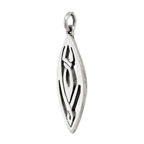Art Nouveau Almond Shaped Sterling Silver 925 Pendant