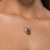 Amber Art Nouveau Sterling Silver 925 Pendant Brooch