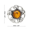 Amber Celtic Circular Sterling Silver 925 Brooch