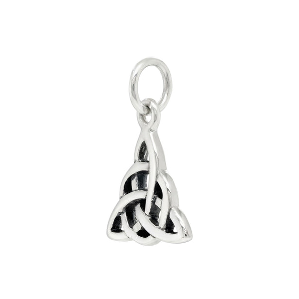 Silver Celtic knot pendant on a white background