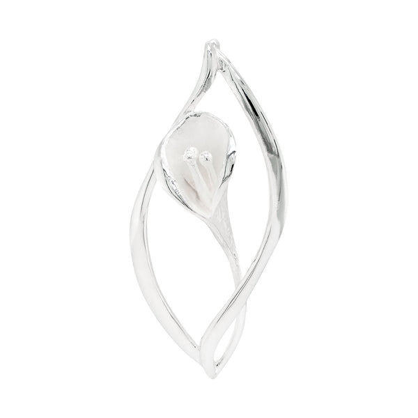 Calla Lily Flower Solid Sterling Silver 925 Pendant