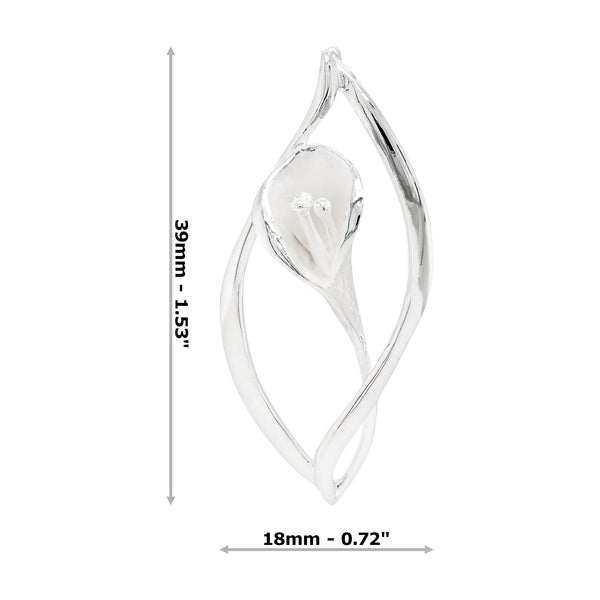 Calla Lily Flower Solid Sterling Silver 925 Pendant