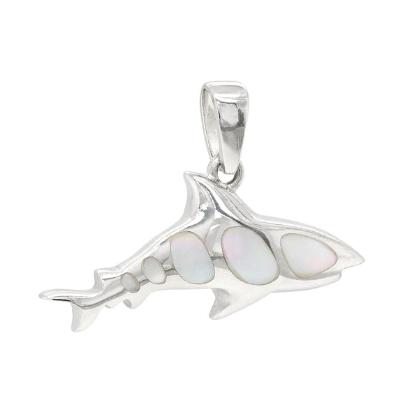 Shark Mother of Pearl Solid Sterling Silver 925 Pendant