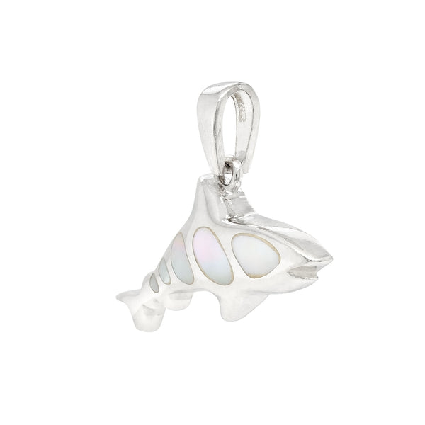 Shark Mother of Pearl Solid Sterling Silver 925 Pendant