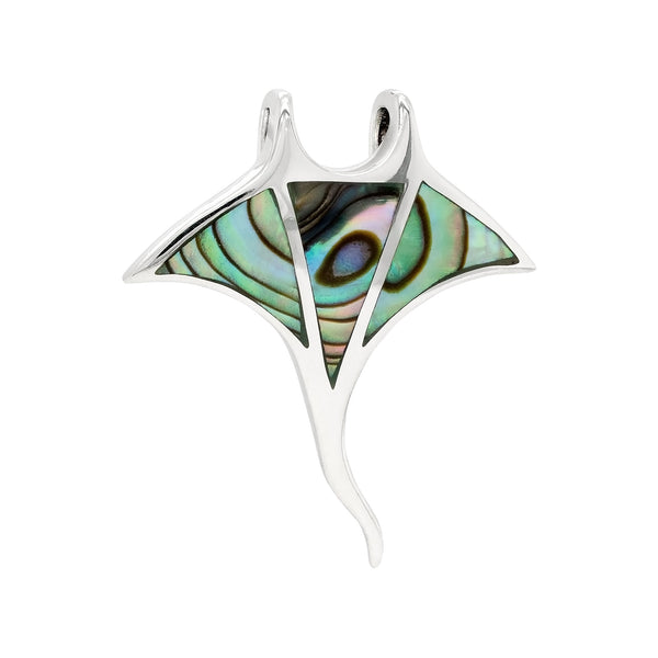 Manta Ray Abalone Solid Sterling Silver 925 Pendant