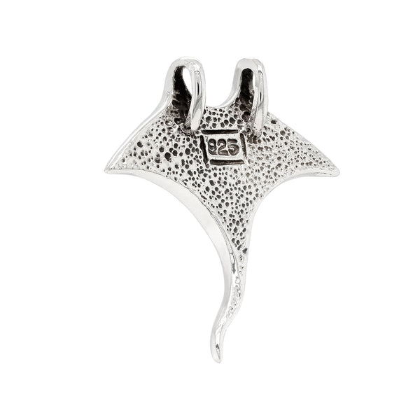 Manta Ray Abalone Solid Sterling Silver 925 Pendant Back