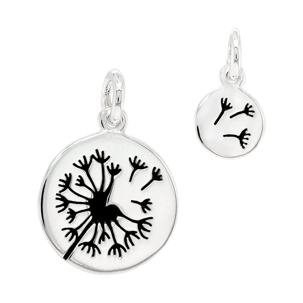 Dandelion Two Piece Solid Sterling Silver 925 Pendant