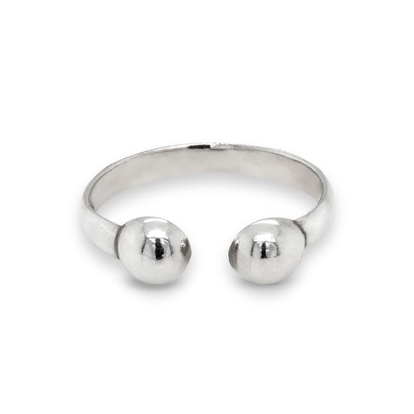 Double Ball Curved Thin Band Sterling Silver 925 Toe Ring