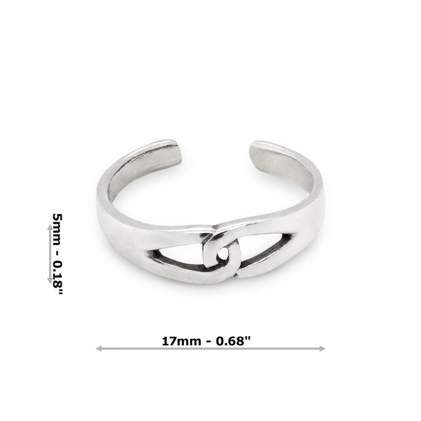 Simple Celtic Knot Thin Flat Band Sterling Silver 925 Toe Ring