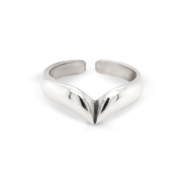 Heart Chevron Curved Band Sterling Silver 925 Toe Ring