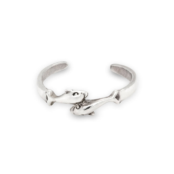 Double Dolphin Thin Sterling Silver 925 Toe Ring