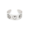 Heart Flowers Flat Band Sterling Silver 925 Toe Ring