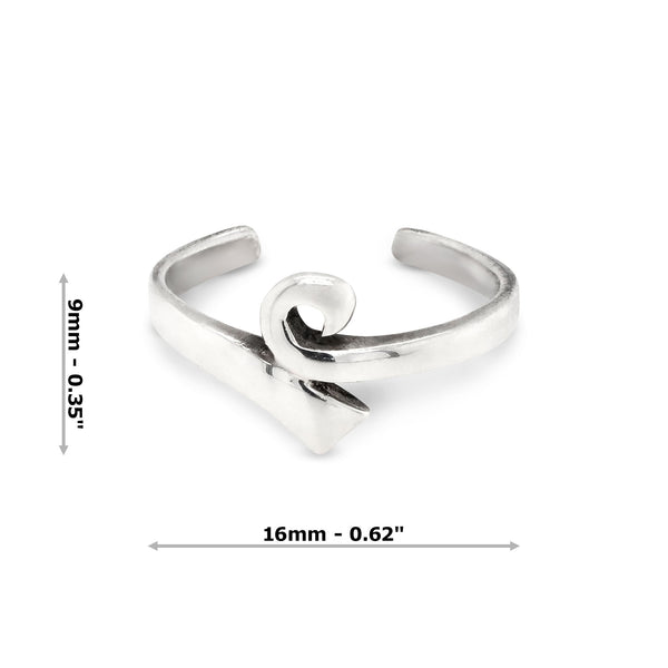 Ribbon Crook Sterling Silver 925 Toe Ring