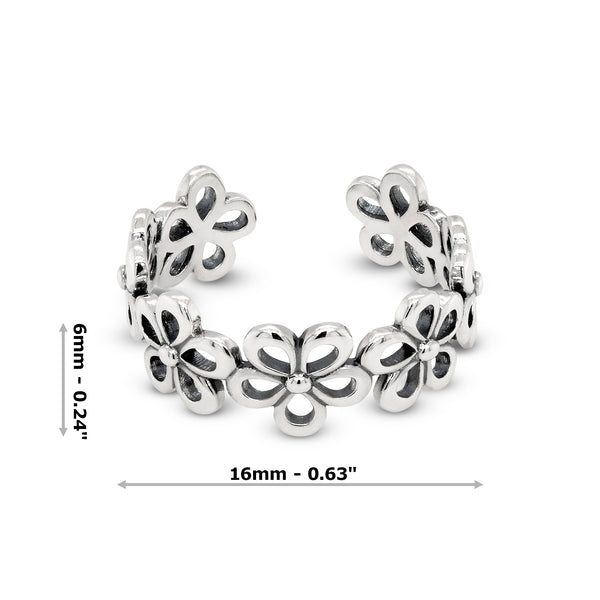 Seven Flower band Sterling Silver 925 Toe Ring