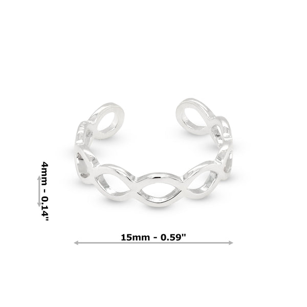 Continuous Loop Infinity Sterling Silver 925 Toe Ring