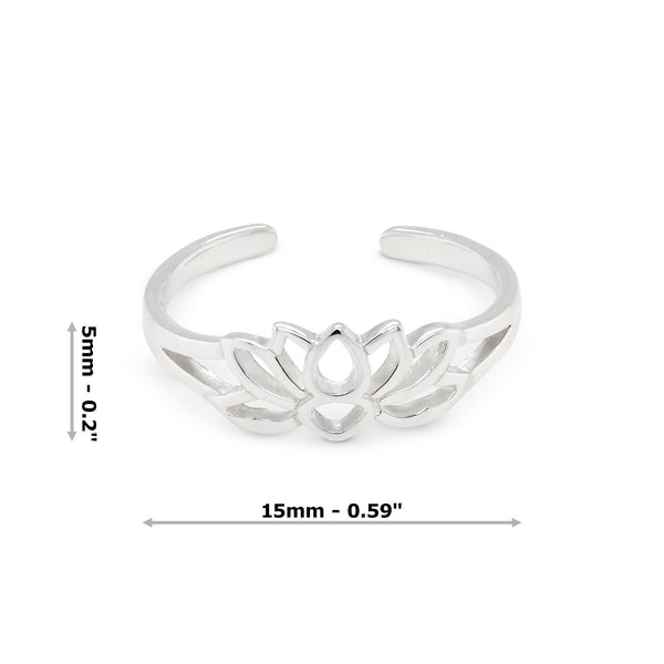 Lotus Flower Sterling Silver 925 Toe Ring