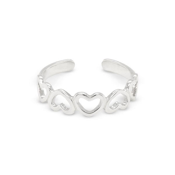 Five Heart Band Sterling Silver Toe Ring