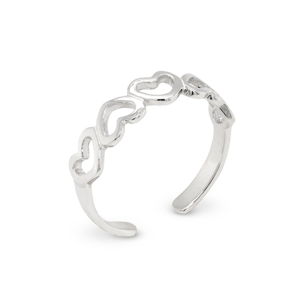 Five Heart Band Sterling Silver Toe Ring