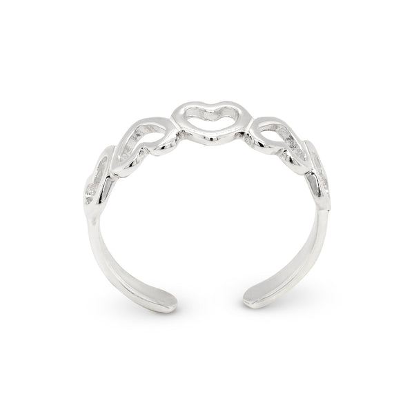 Five Heart Band Sterling Silver Toe Ring