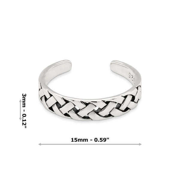 Weave Band Sterling Silver 925 Toe Ring