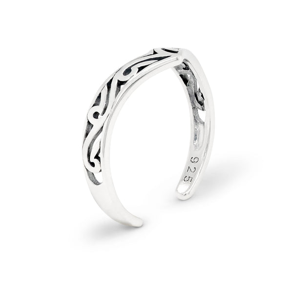 Chevron Ornate Gothic Cut Out Sterling Silver 925 Toe Ring