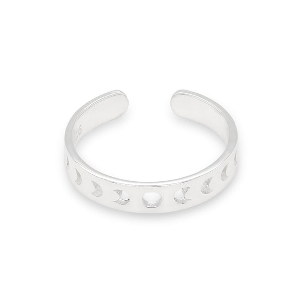 Moon Phases Cut Out Band Sterling Silver 925 Toe Ring
