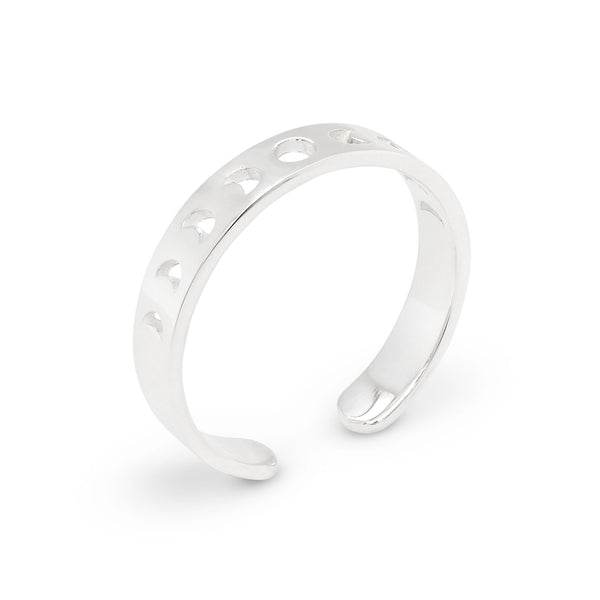 Moon Phases Cut Out Band Sterling Silver 925 Toe Ring