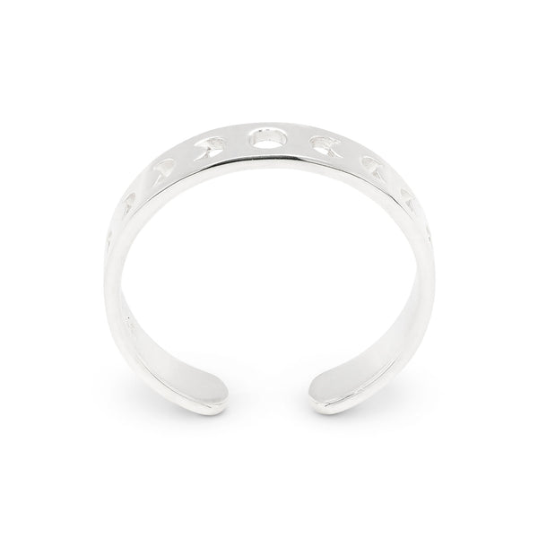 Moon Phases Cut Out Band Sterling Silver 925 Toe Ring