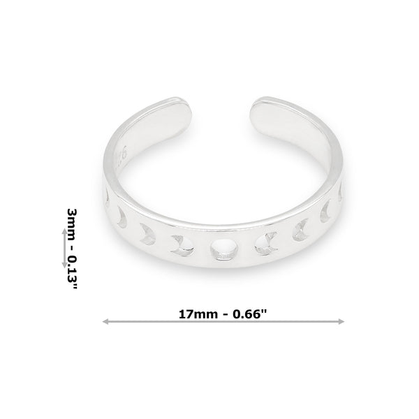 Moon Phases Cut Out Band Sterling Silver 925 Toe Ring