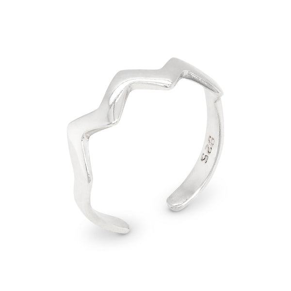 Zig Zag Flat Band Sterling Silver 925 Toe Ring