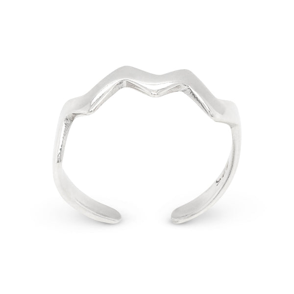 Zig Zag Flat Band Sterling Silver 925 Toe Ring