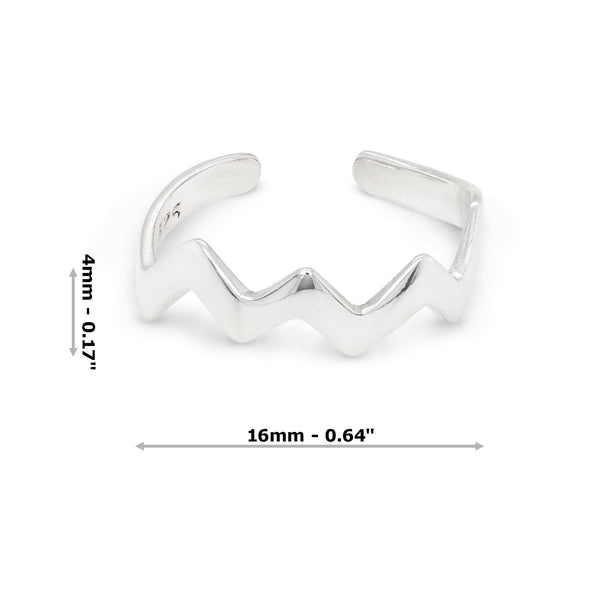 Zig Zag Flat Band Sterling Silver 925 Toe Ring