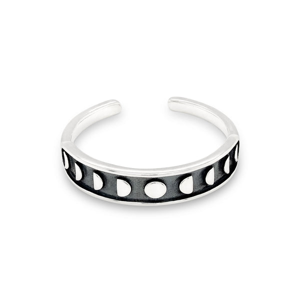 Moon Phases Solid Band Sterling Silver 925 Toe Ring