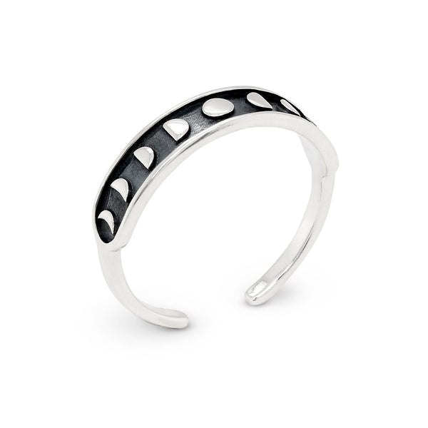 Moon Phases Solid Band Sterling Silver 925 Toe Ring