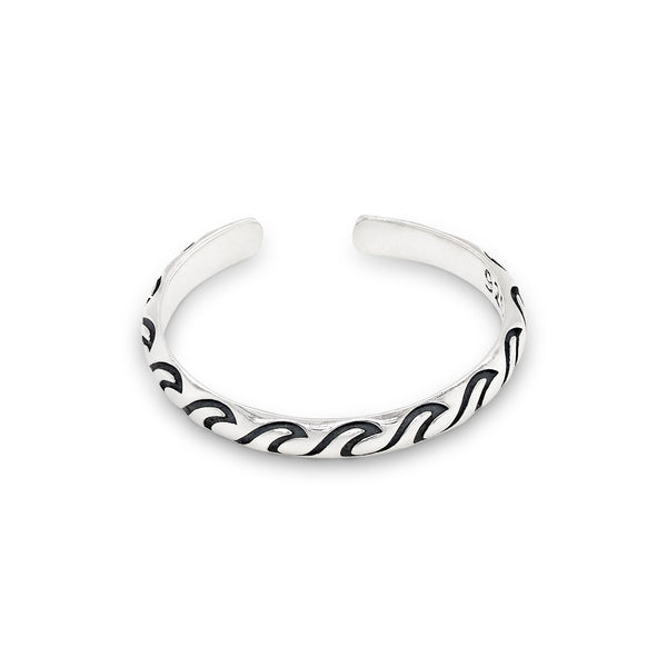 Wave Small Rounded Solid Band Sterling Silver 925 Toe Ring