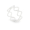 Silver sound wave toe ring on a white background