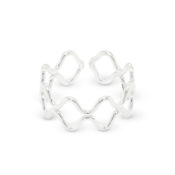 Sound Wave Wireframe Solid Sterling Silver 925 Toe Ring