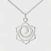 sacral chakra mandala silver pendant and 500mm adjustable chain necklace 360° movie